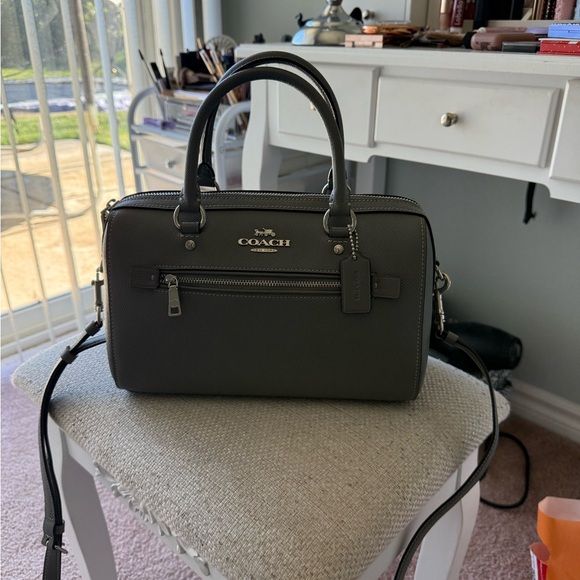 Coach Rowan Gray Leather Gray Bag - Picture 5 of 16